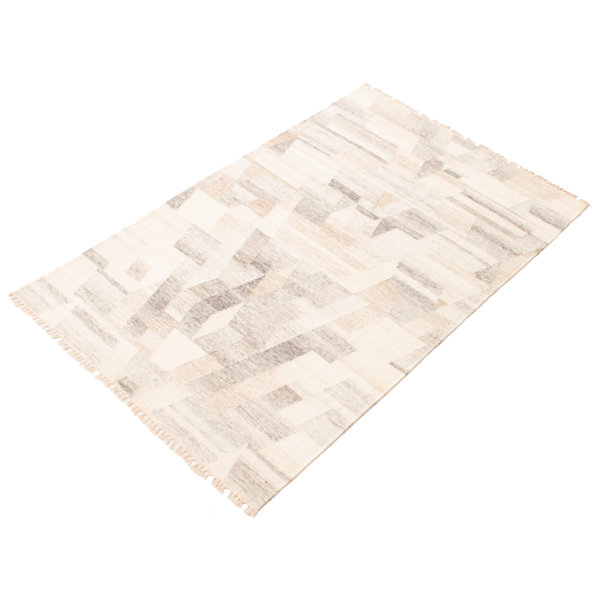Hokku Designs Arunjot Handmade Flatweave Wool Ivory Rug Wayfair